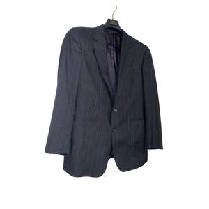 Men's Charcoal Blue Wool Vintage Pinstripe Blazer size 43L